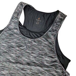 Tangerine XL Black & White Space Dye Double Layer Athletic Tank Top Racerback